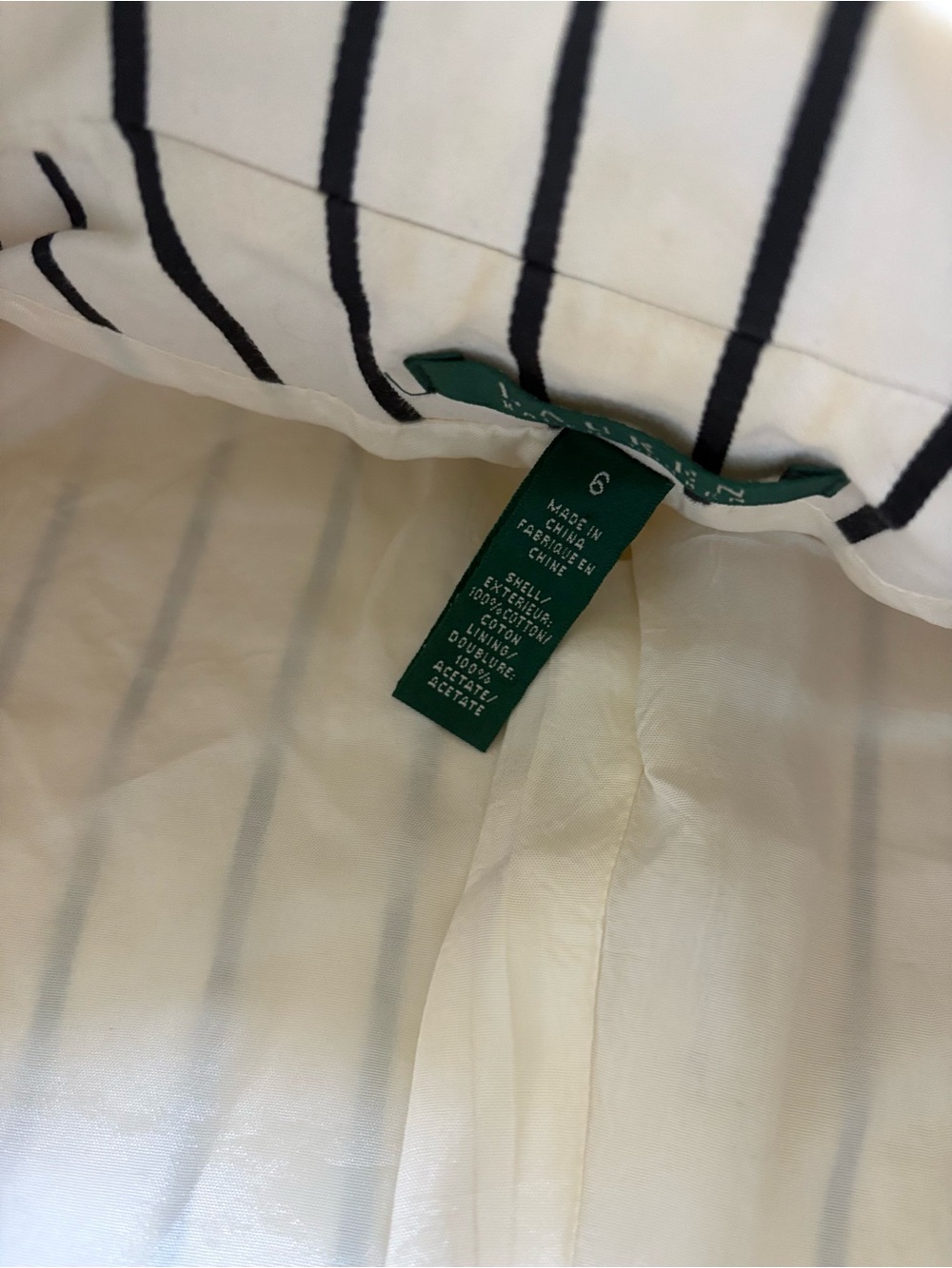 NWT 1990s Lauren Ralph Lauren Black Cream Stripe Blazer Size 6 Cotton Jacket - Picture 4 of 9